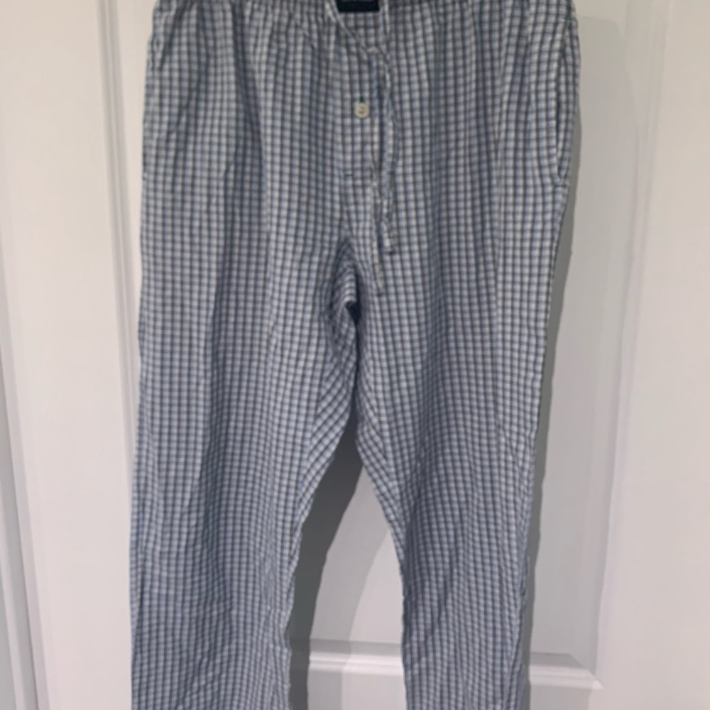 Tommy Hilfiger Blue and White Checkered Pants A7